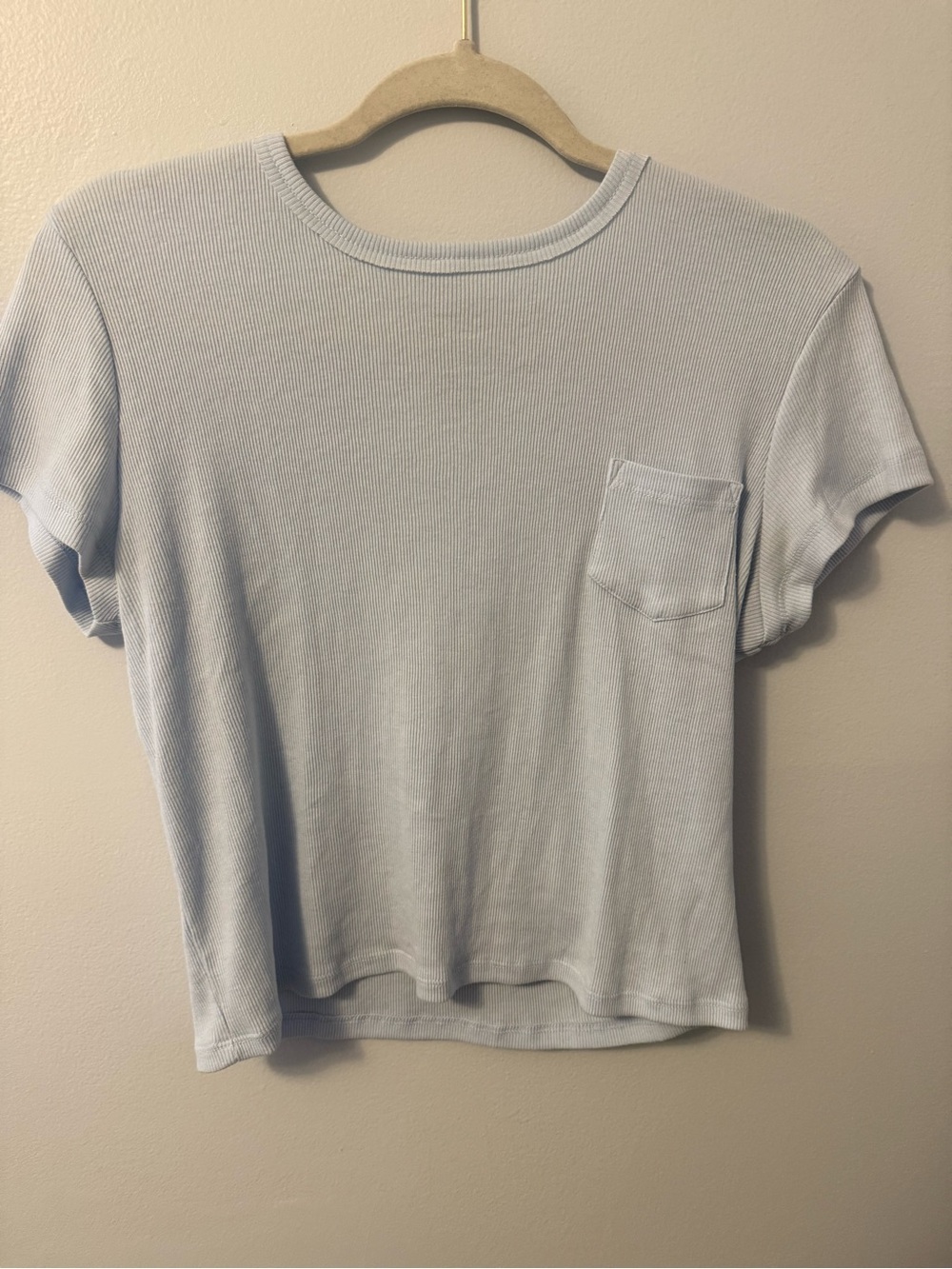 SO Light Blue Ribbed Pocket Tee - Short Sleeve